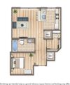 sheridan station one bedroom apartment floor plan rendering